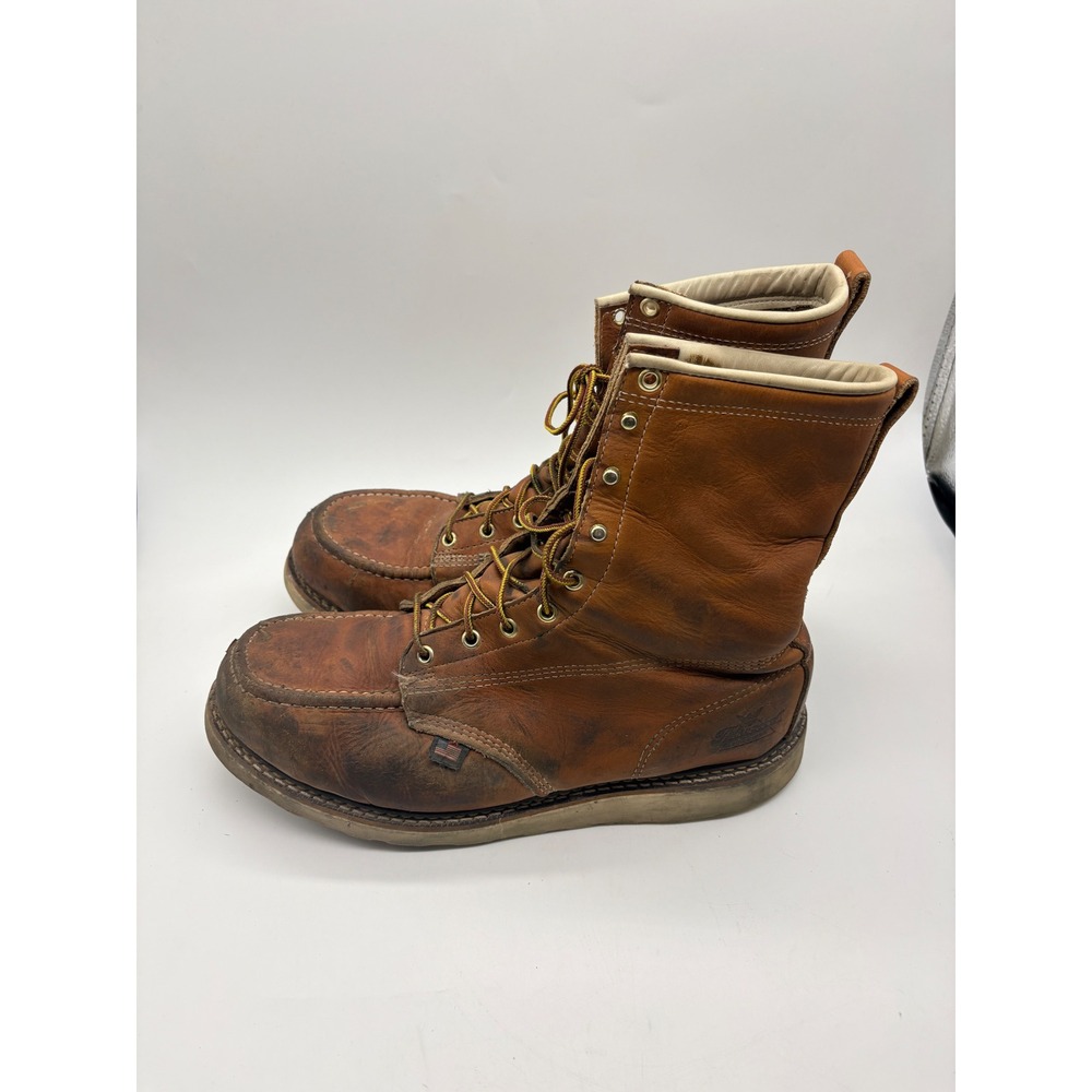 Thorogood Mens 12D American Heritage Brown Leather Moc Steel Toe Work Boots